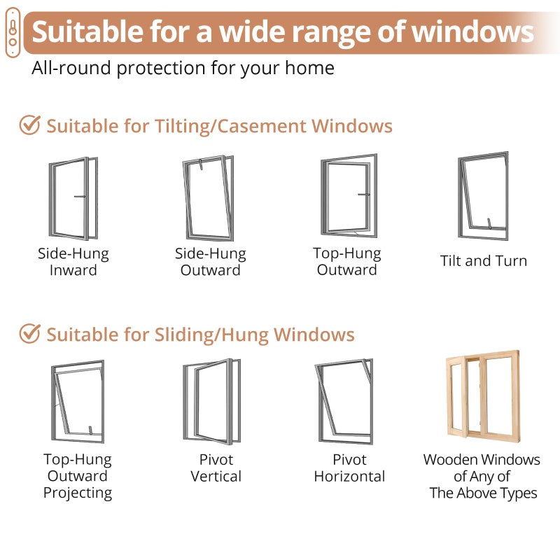 Kamtop 4 PCS Window Restrictor Locks, Lockable Window & Door Limiters with Keys, Child-Friendly Casement Window Lock, Window Opening Control Guard for Improved Child Protection (White) - Image 2